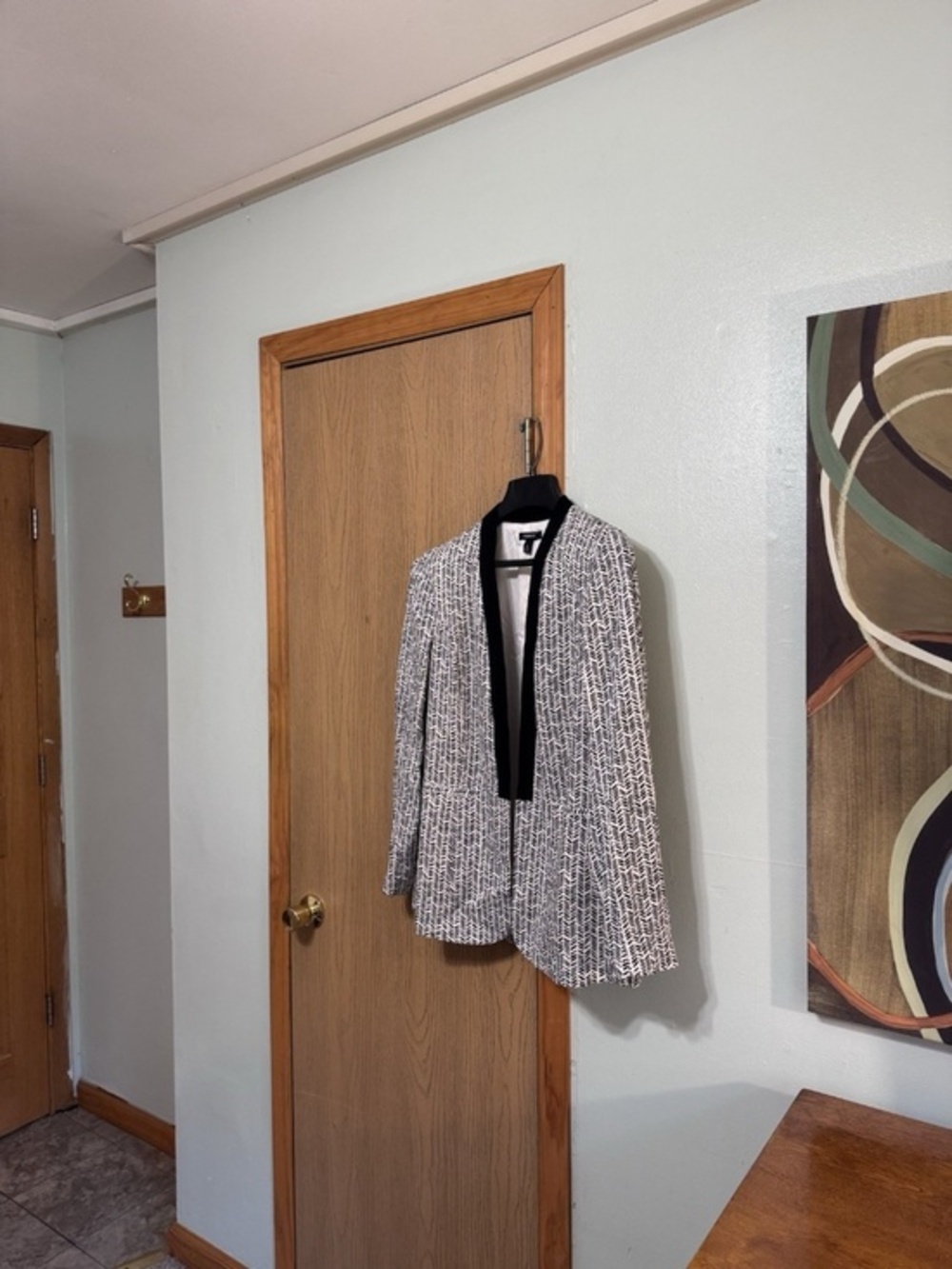 Torrid NWT Size 0 (Large/12) Stretch Challis Collarless Blazer in Chevron Print